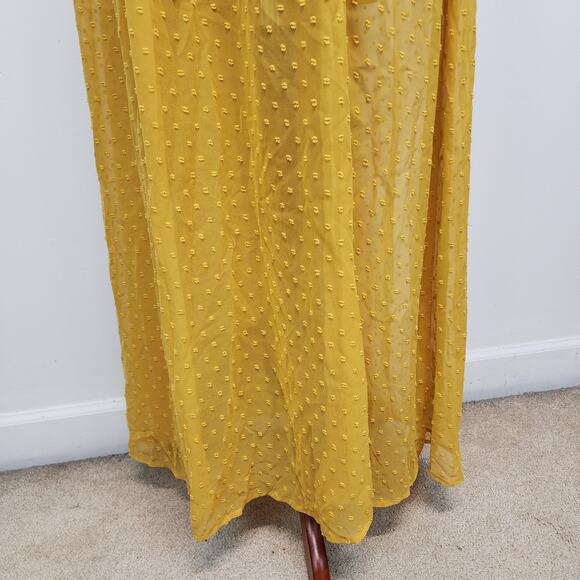 Anthropologie Ruffle Smocked Maxi Dress Size S Dark Yellow Cottage Prairie Boho - Picture 9 of 16